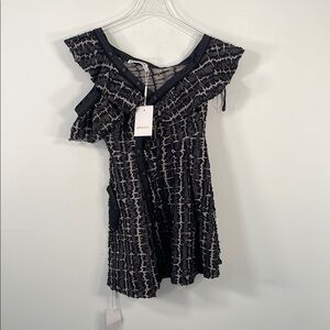 NWT Self Portrait Lace Frill Mini Dress in Navy Sz 6
